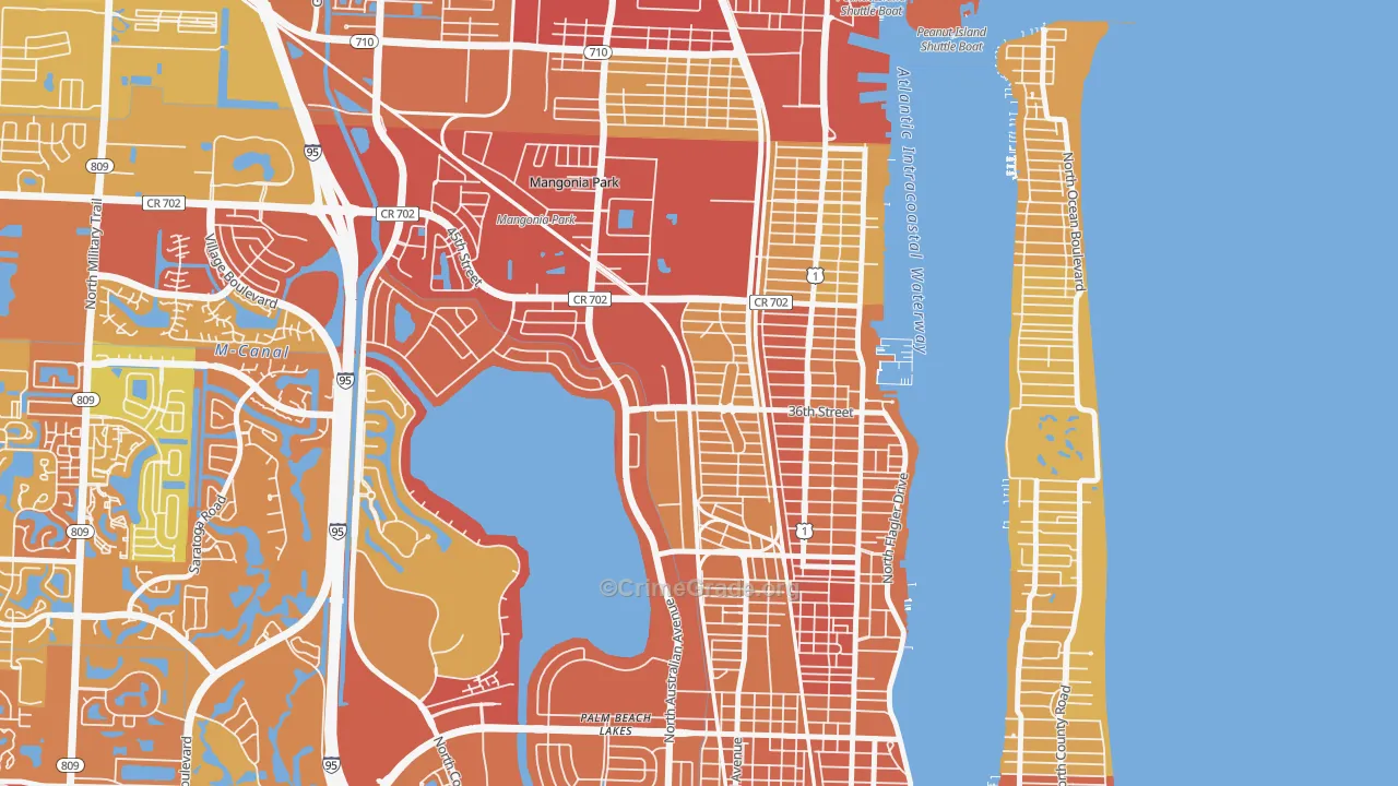 Northwood Hills, West Palm Beach, FL Map of Vehicle Theft Rates