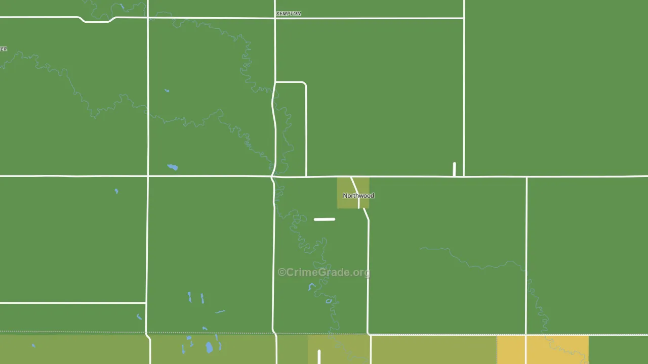 Northwood, ND Map of Vehicle Theft Rates