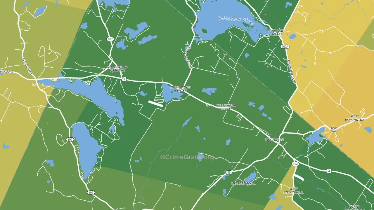 Northwood, NH Map of Vehicle Theft Rates