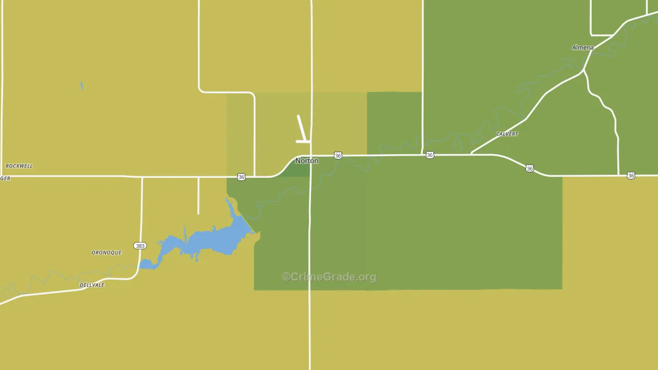 Norton County, KS Map of Vehicle Theft Rates