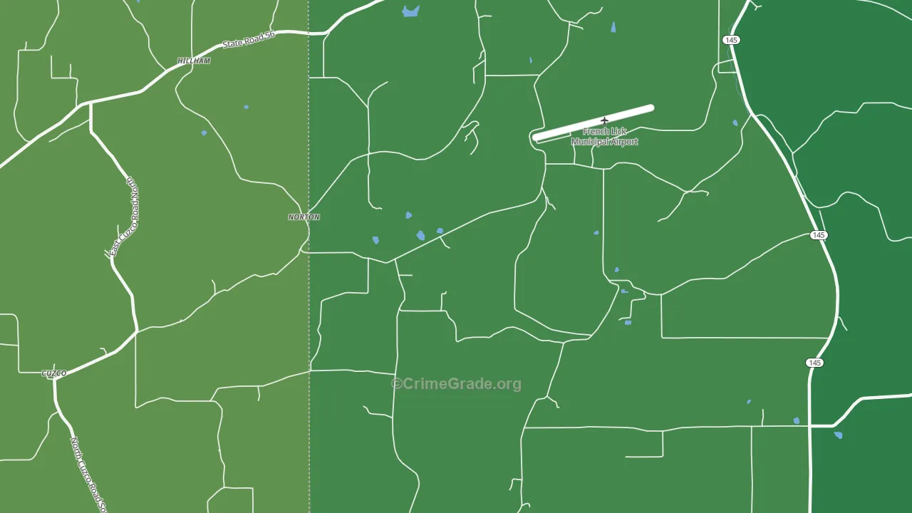 Norton, IN Map of Vehicle Theft Rates