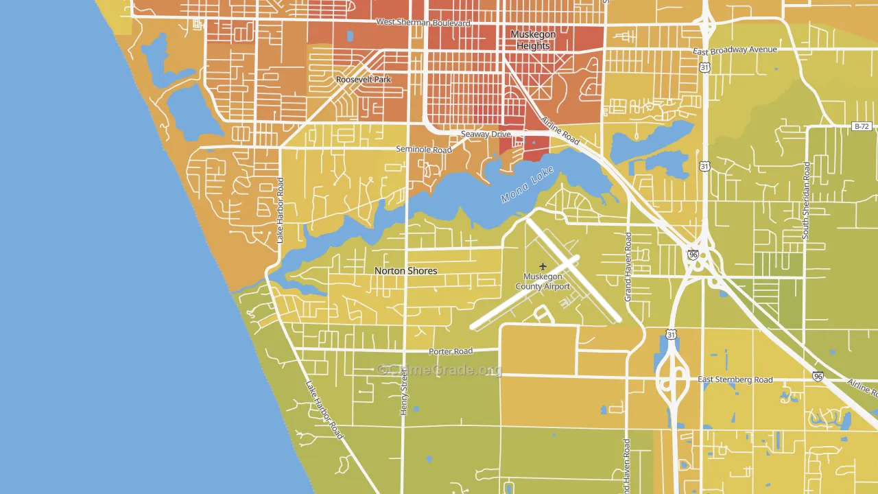 Norton Shores, MI Map of Vehicle Theft Rates
