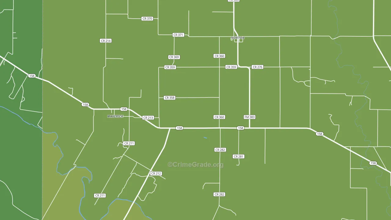 Norton, TX Map of Vehicle Theft Rates