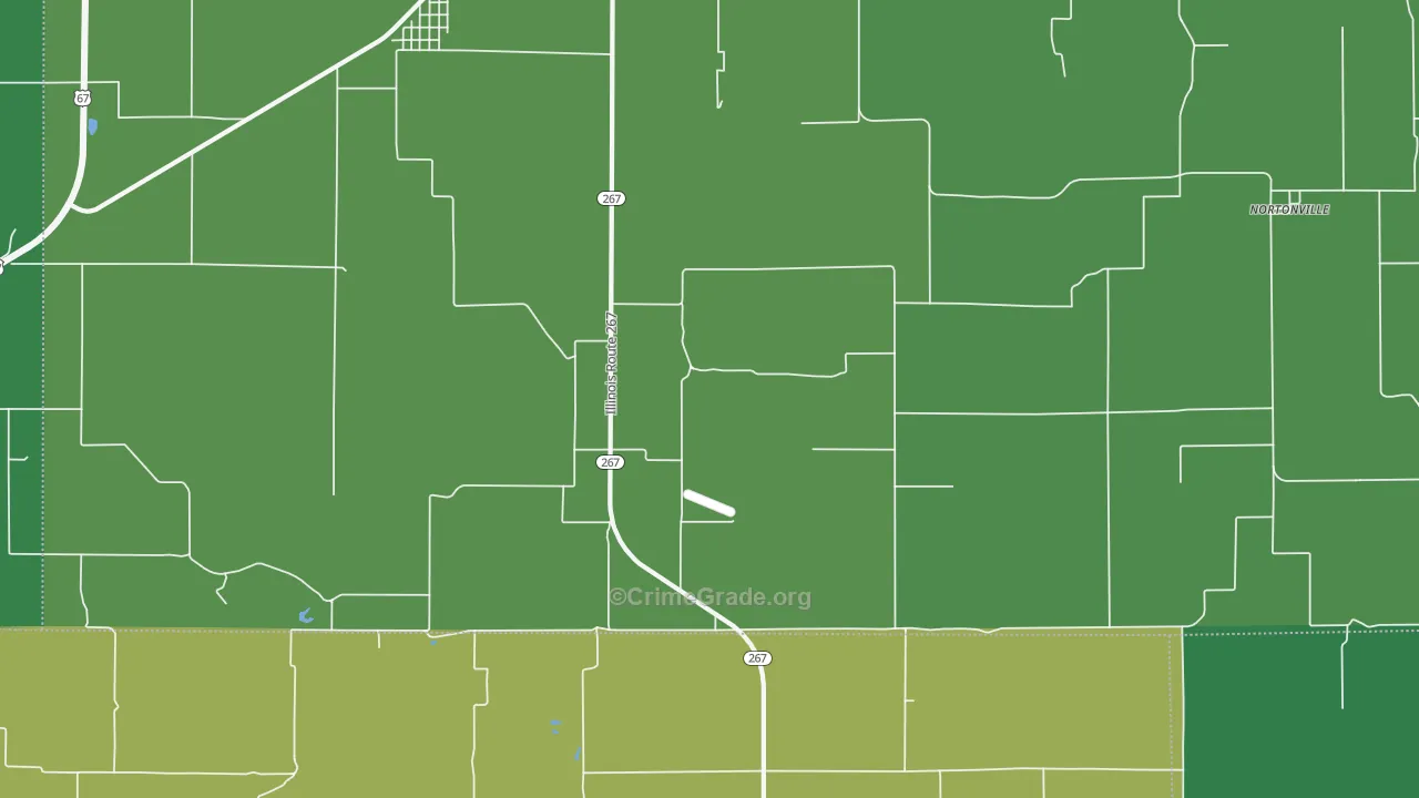 Nortonville, IL Map of Vehicle Theft Rates