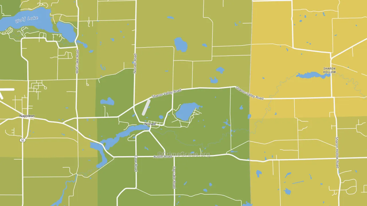 Norvell, MI Map of Vehicle Theft Rates