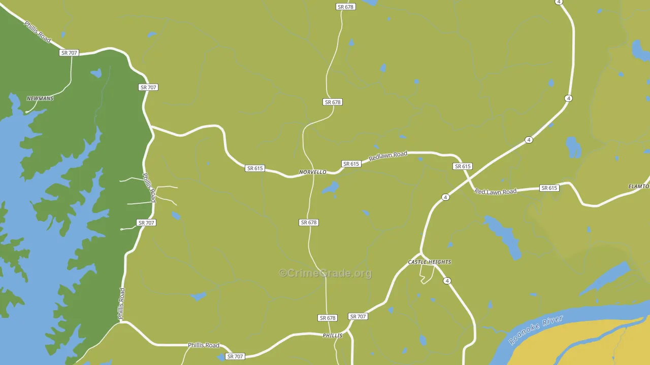 Norvello, VA Map of Vehicle Theft Rates