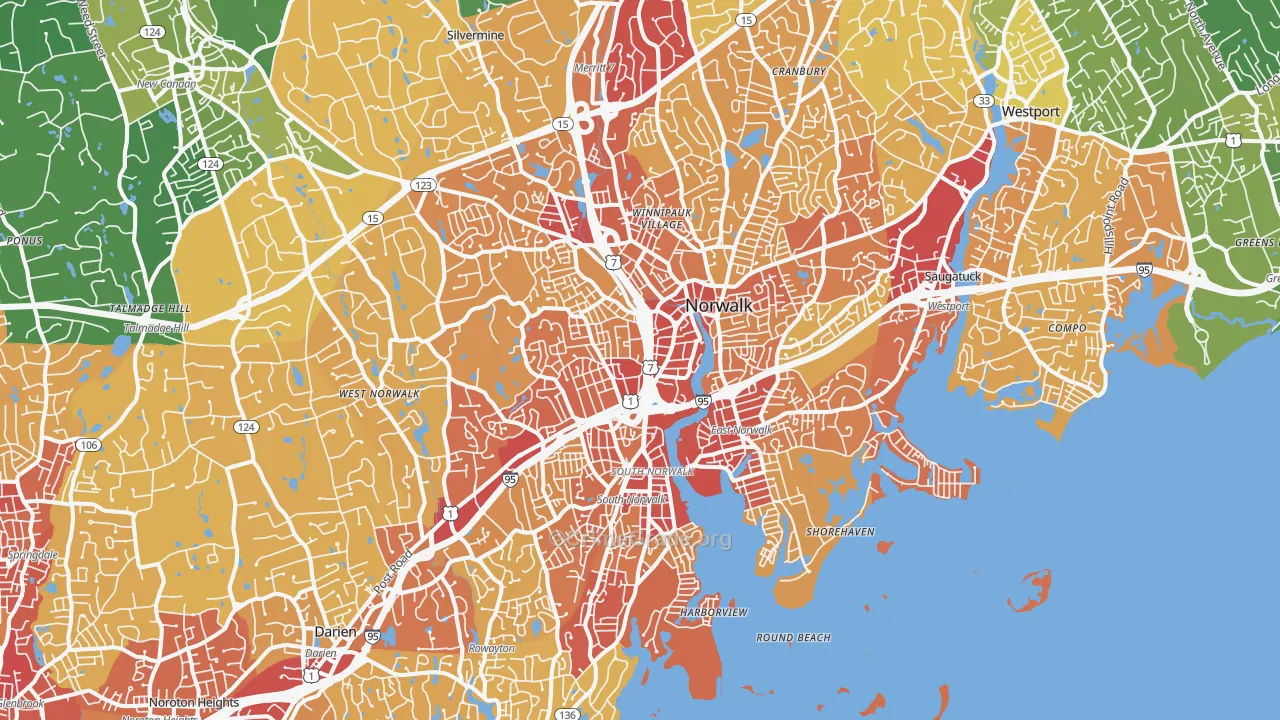 Norwalk, CT Map of Vehicle Theft Rates
