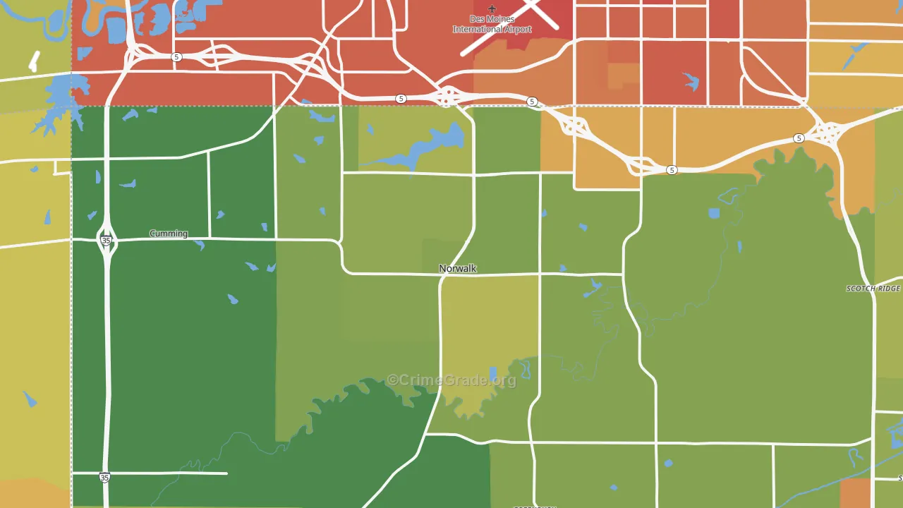 Norwalk, IA Map of Vehicle Theft Rates