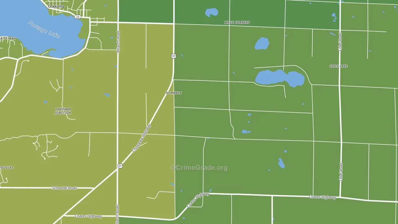 Norwalk, MI Map of Vehicle Theft Rates