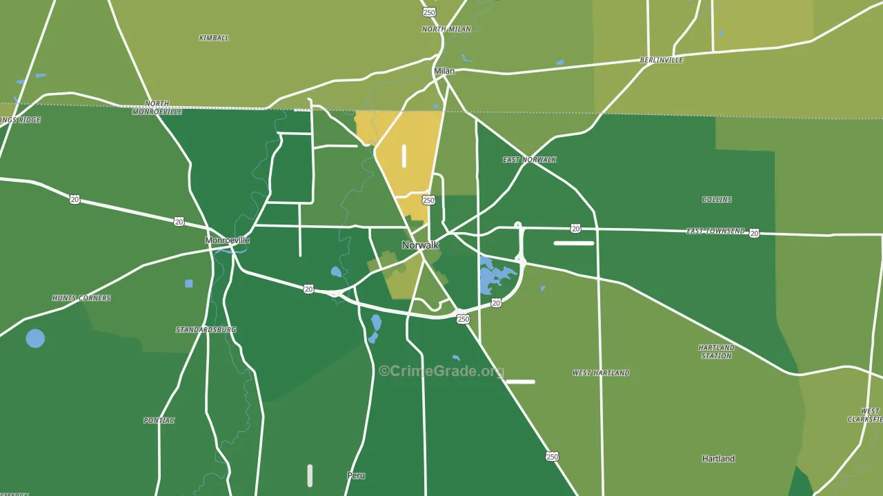 Norwalk, OH Map of Vehicle Theft Rates