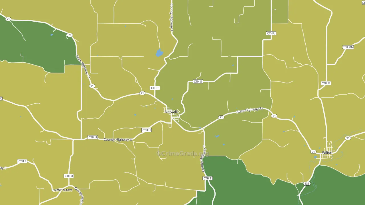 Norwalk, WI Map of Vehicle Theft Rates