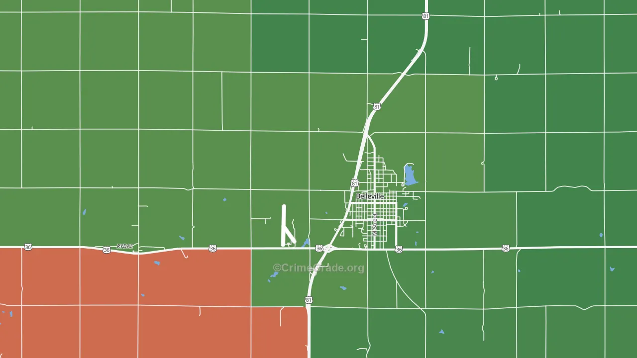 Norway, KS Map of Vehicle Theft Rates