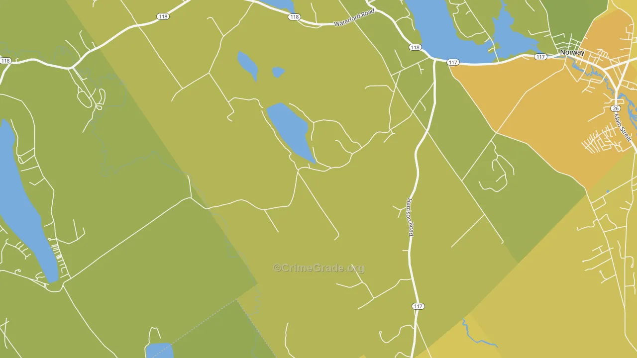 Norway Lake, ME Map of Vehicle Theft Rates