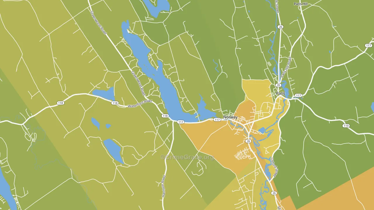 Norway, ME Map of Vehicle Theft Rates