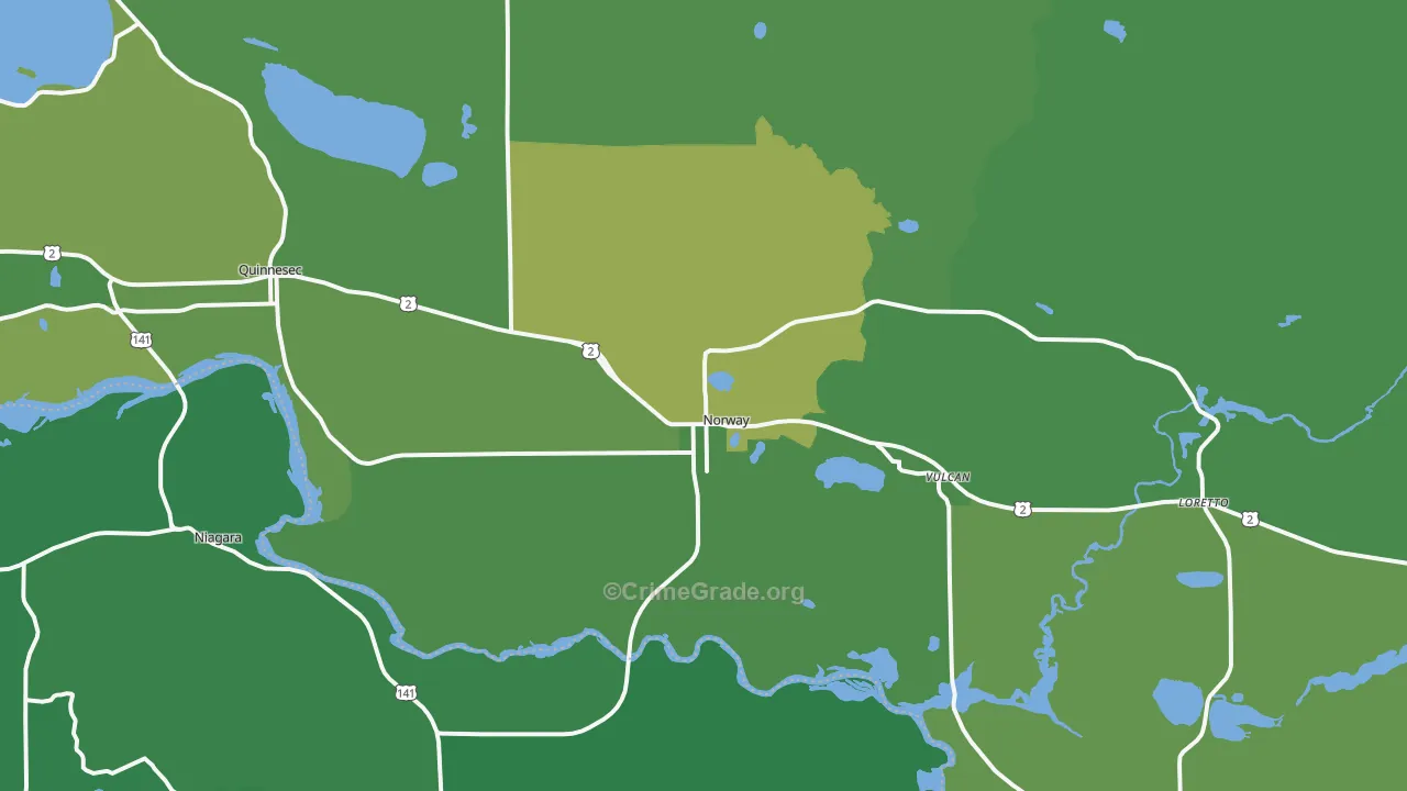 Norway, MI Map of Vehicle Theft Rates