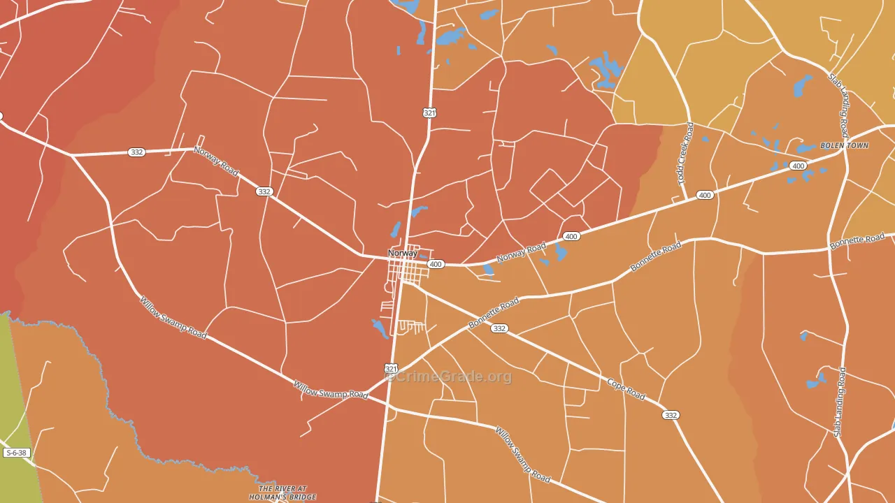 Norway, SC Map of Vehicle Theft Rates