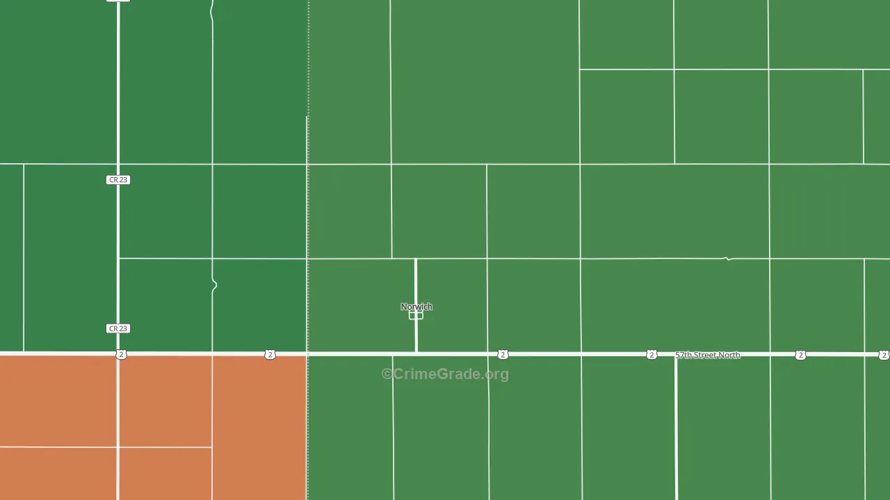 Norwich, ND Map of Vehicle Theft Rates