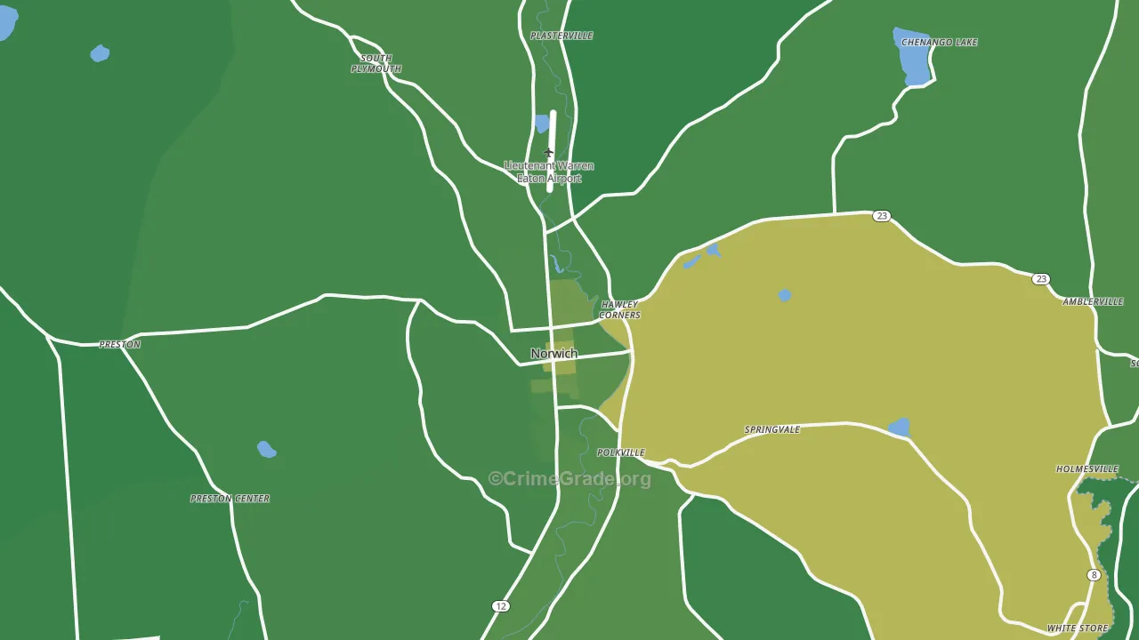 Norwich, NY Map of Vehicle Theft Rates