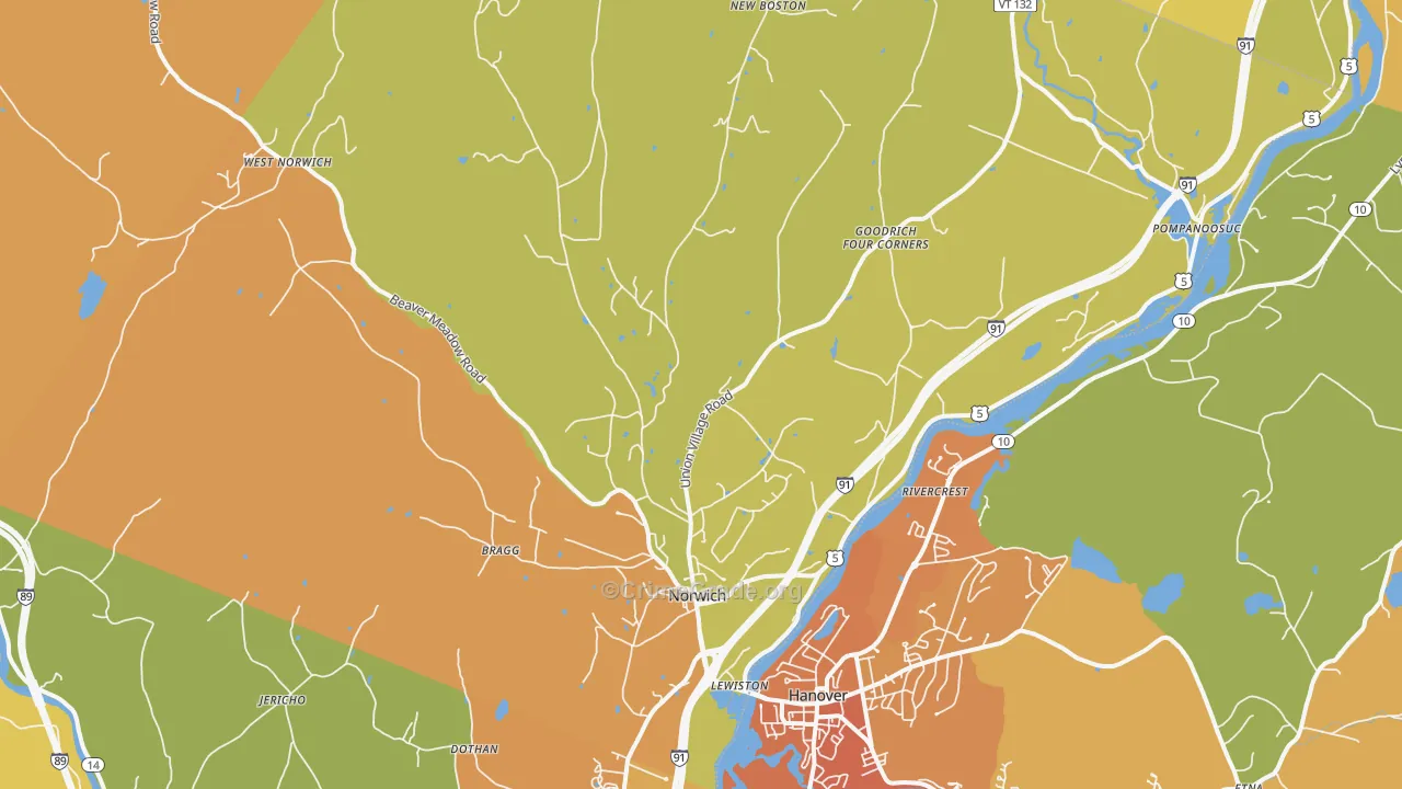 Norwich, VT Map of Vehicle Theft Rates