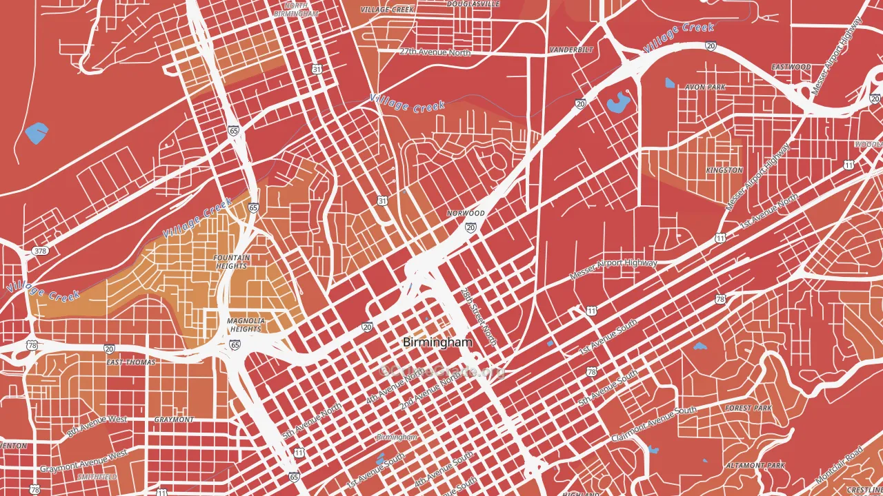 Norwood, Birmingham, AL Map of Vehicle Theft Rates