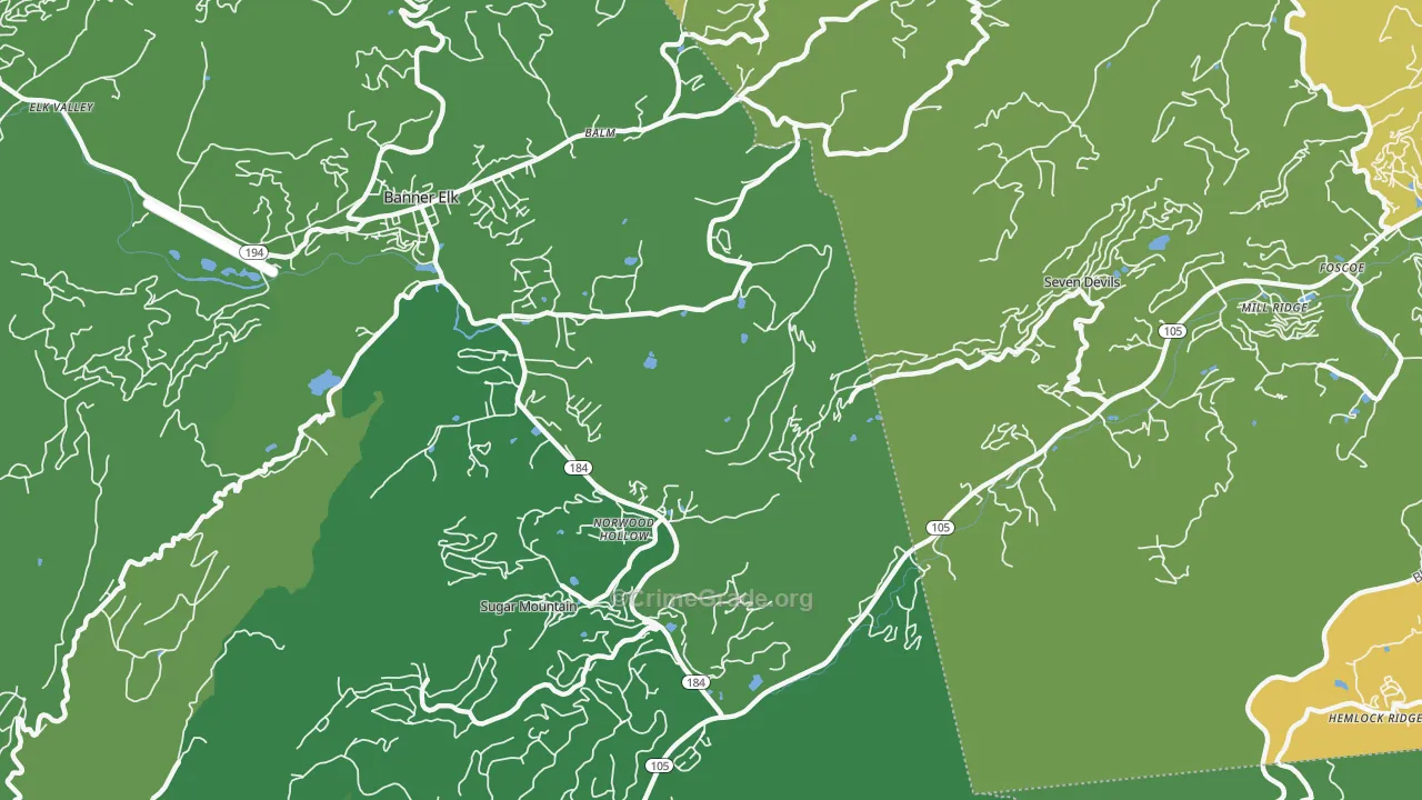Norwood Hollow, NC Map of Vehicle Theft Rates