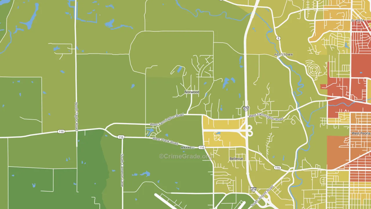Norwood, IL Map of Vehicle Theft Rates