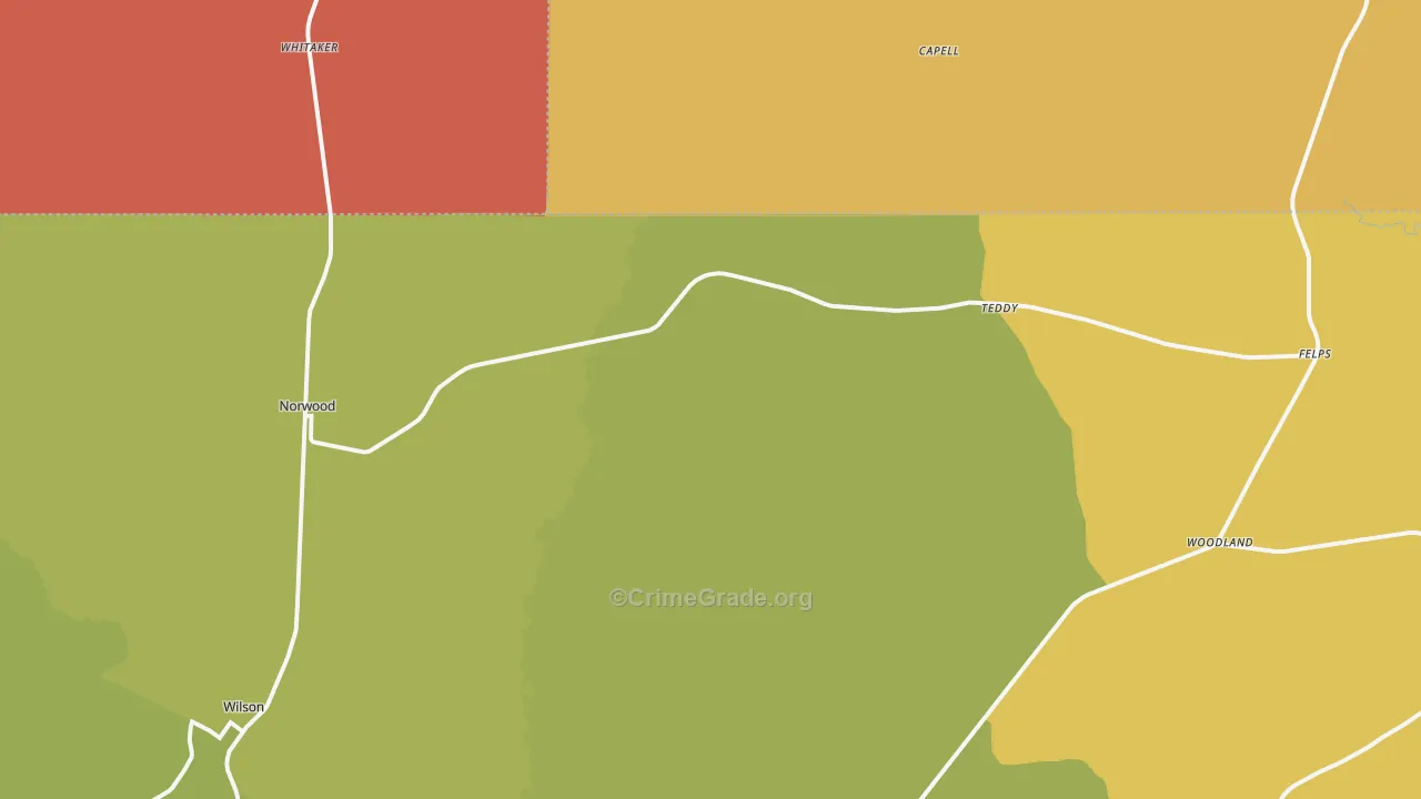 Norwood, LA Map of Vehicle Theft Rates