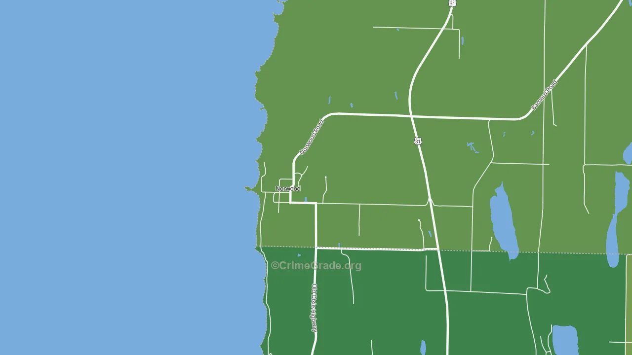 Norwood, MI Map of Vehicle Theft Rates