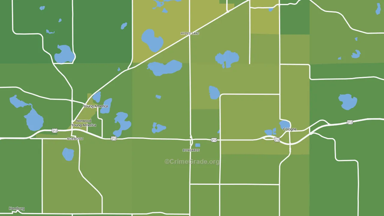 Norwood, MN Map of Vehicle Theft Rates