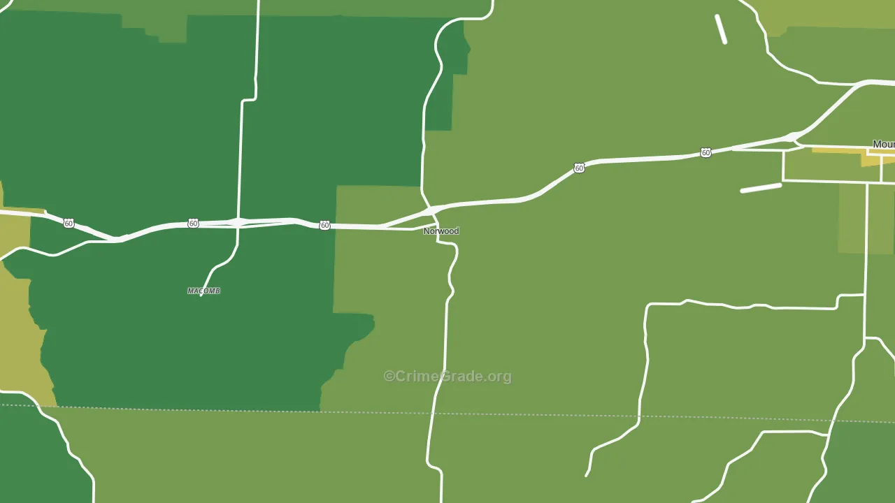 Norwood, MO Map of Vehicle Theft Rates