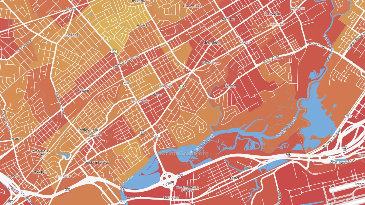 Norwood, PA Map of Vehicle Theft Rates