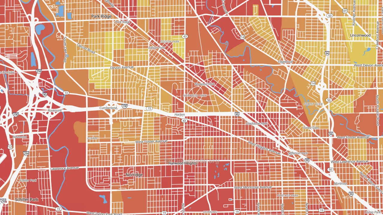 Norwood Park, Chicago, IL Map of Vehicle Theft Rates