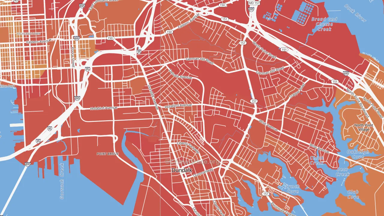 Norwood Park, Dundalk, MD Map of Vehicle Theft Rates