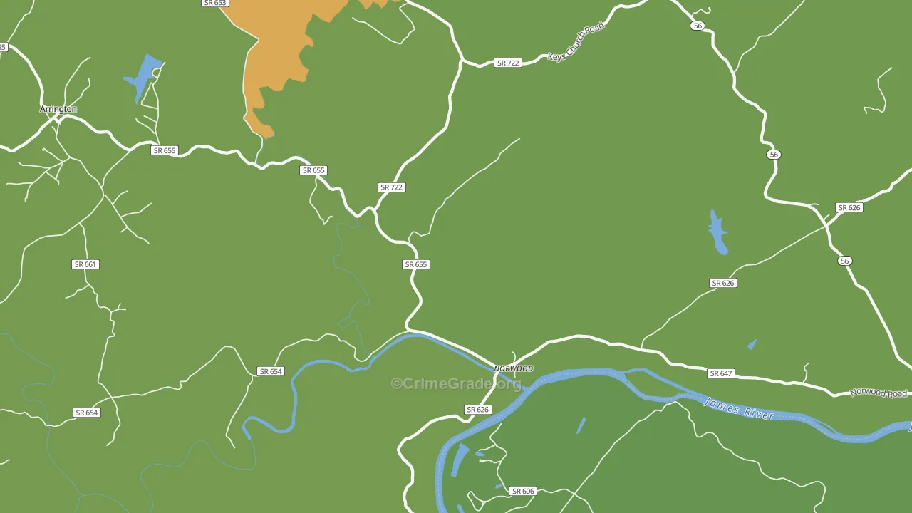 Norwood, VA Map of Vehicle Theft Rates
