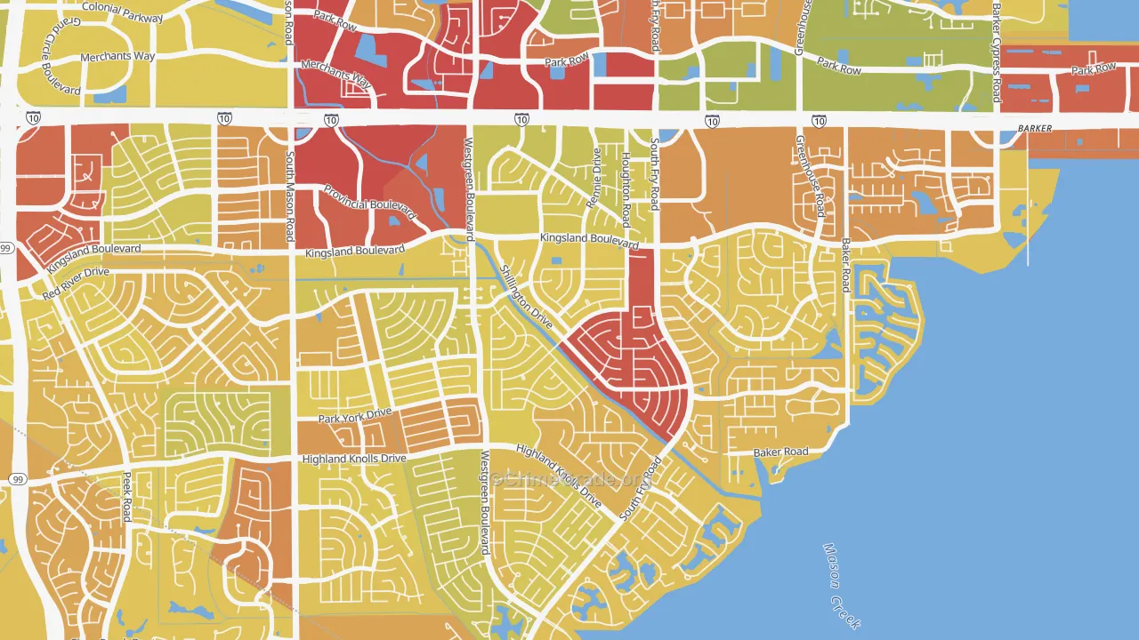 Nottingham, Katy, TX Map of Vehicle Theft Rates