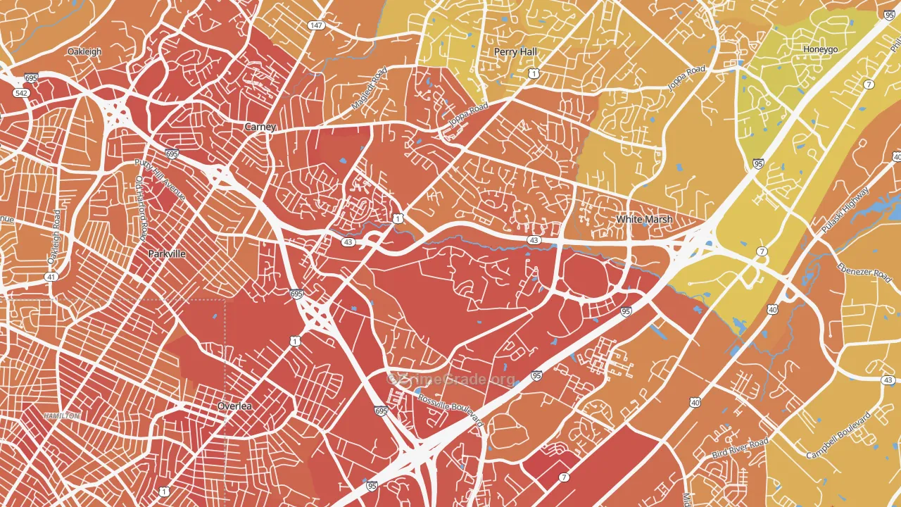 Nottingham, MD Map of Vehicle Theft Rates