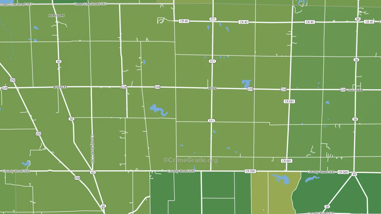 Nova, OH Map of Vehicle Theft Rates