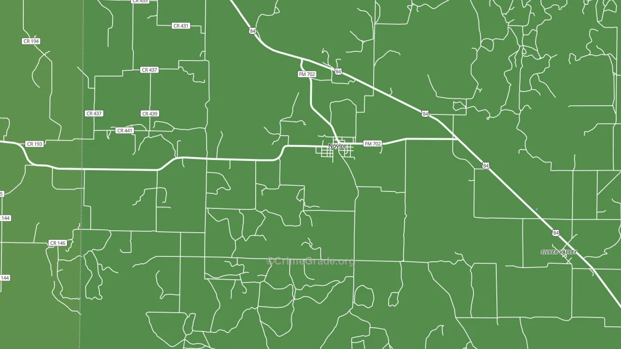 Novice, TX Map of Vehicle Theft Rates