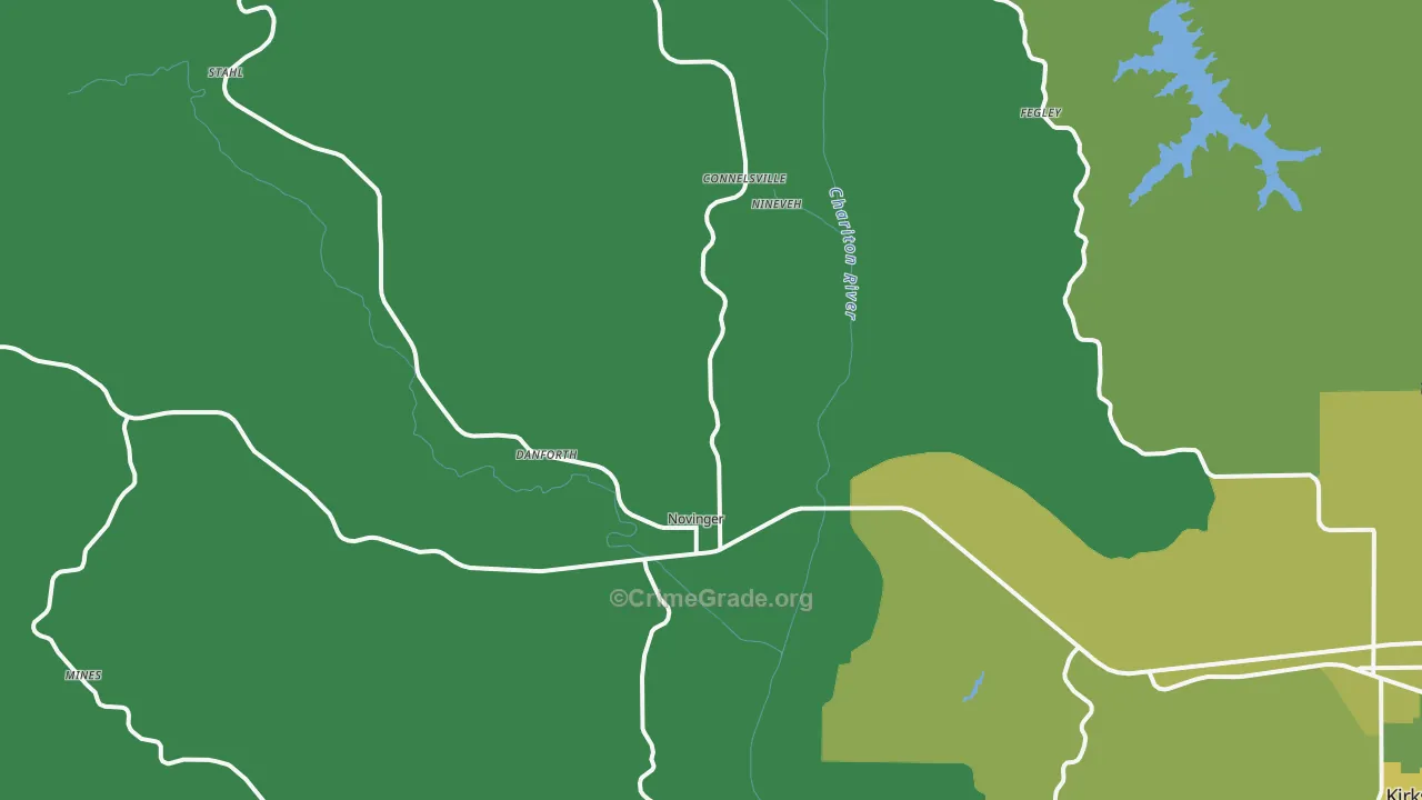 Novinger, MO Map of Vehicle Theft Rates