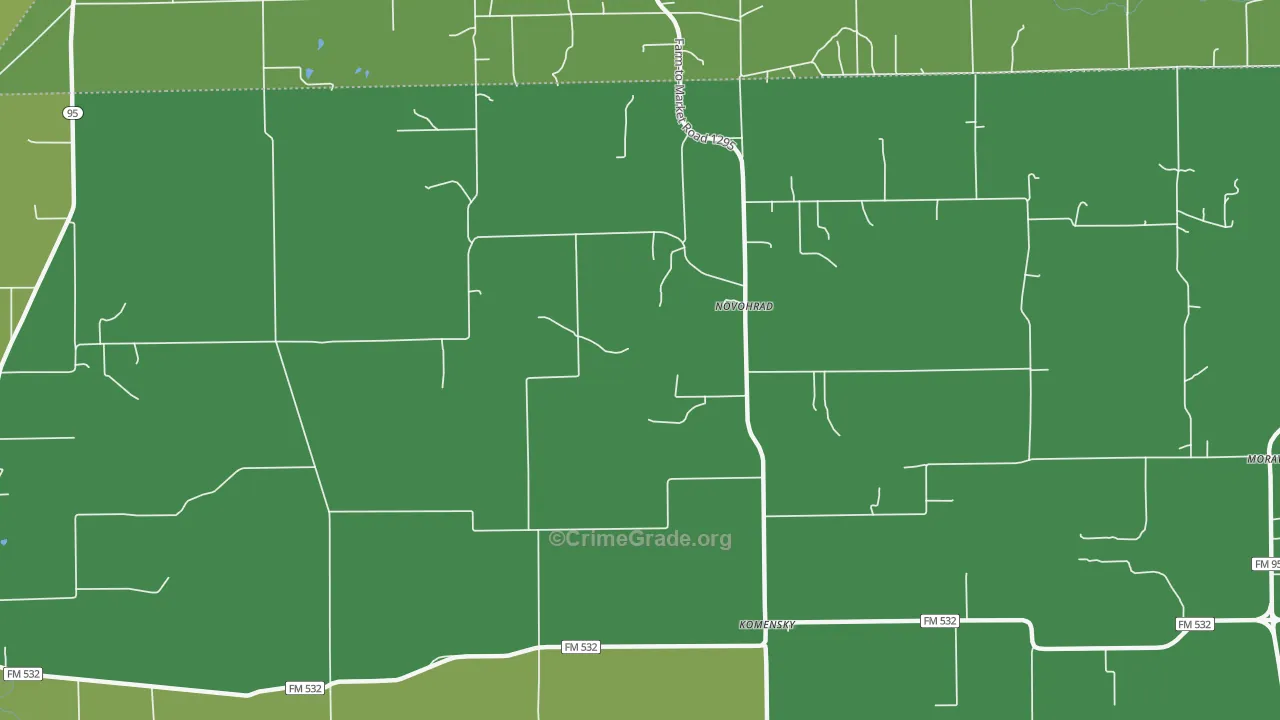 Novohrad, TX Map of Vehicle Theft Rates
