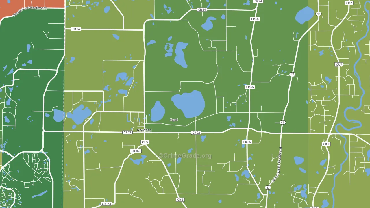 Nowthen, MN Map of Vehicle Theft Rates
