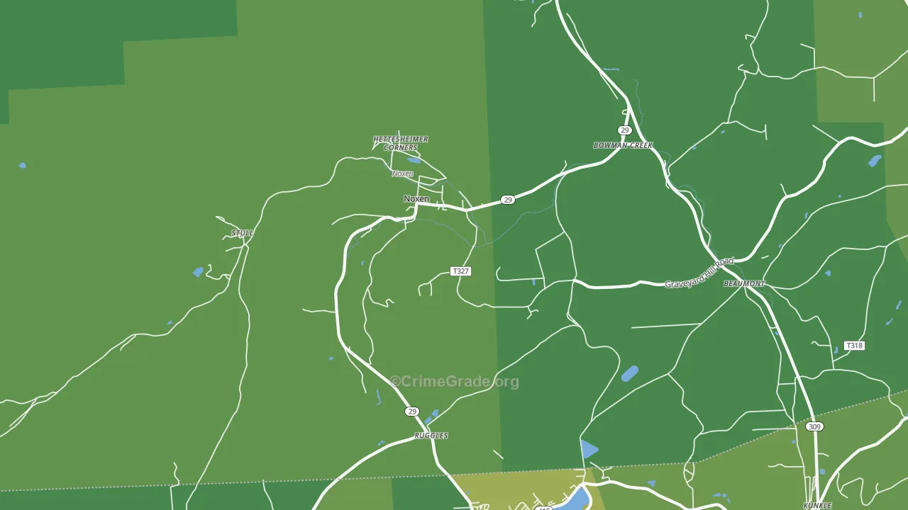 Noxen, PA Map of Vehicle Theft Rates