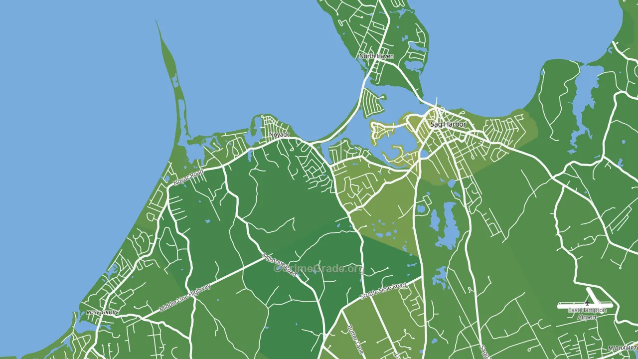 Noyack, NY Map of Vehicle Theft Rates