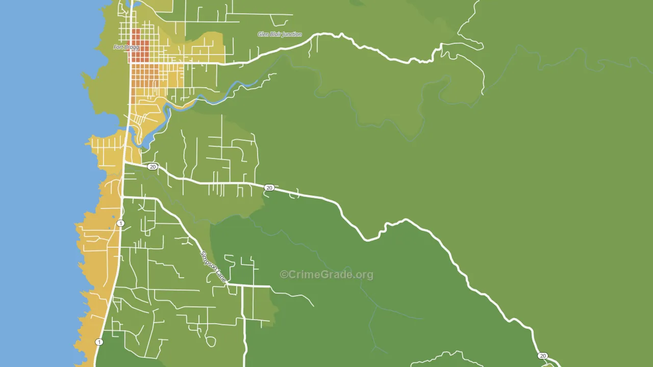 Noyo, CA Map of Vehicle Theft Rates