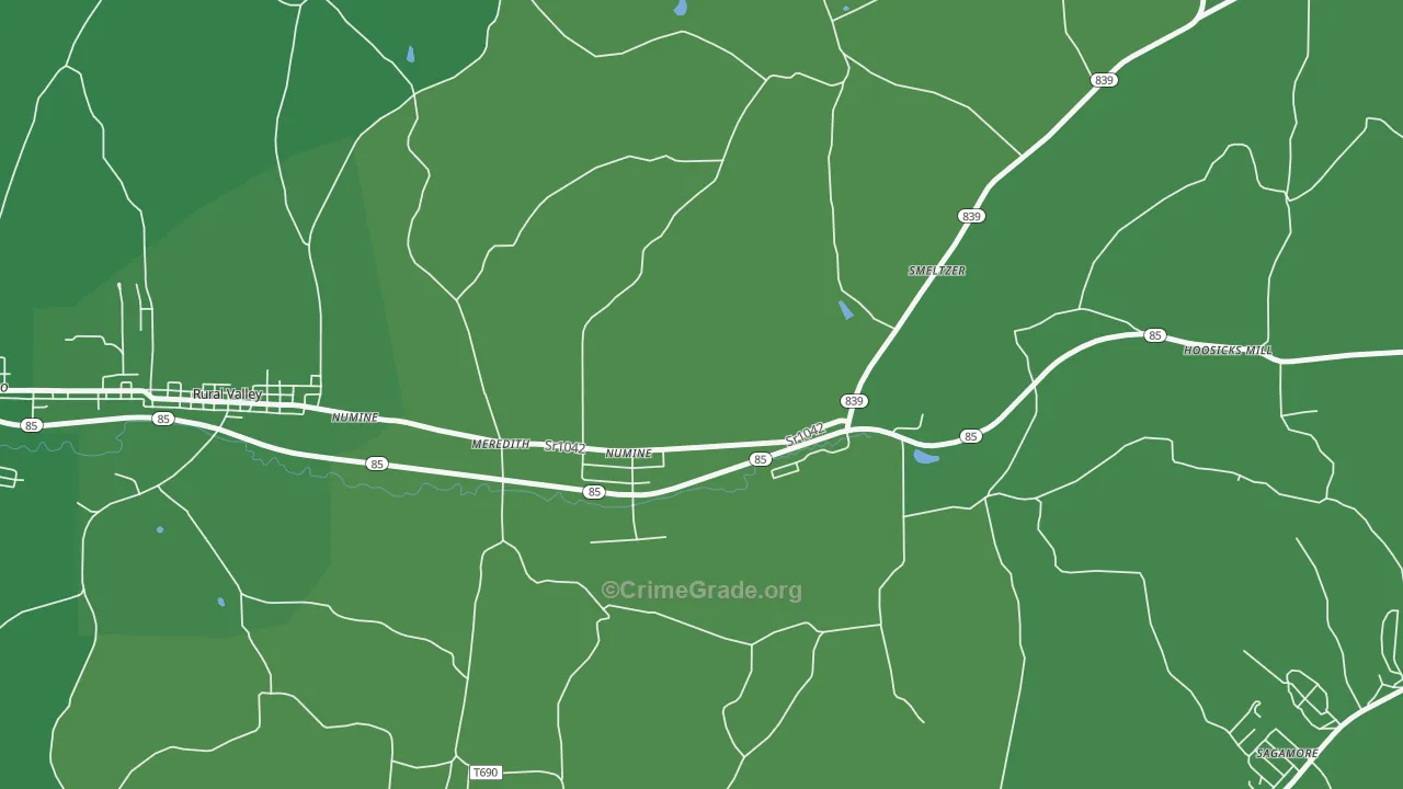 Nu Mine, PA Map of Vehicle Theft Rates