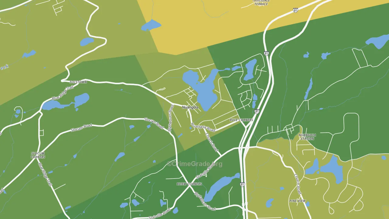 Nuangola, PA Map of Vehicle Theft Rates