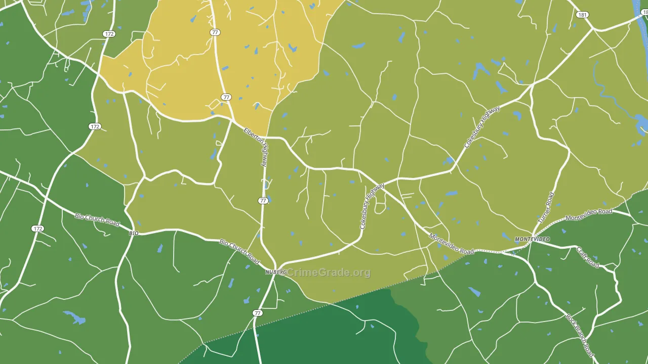 Nuberg, GA Map of Vehicle Theft Rates