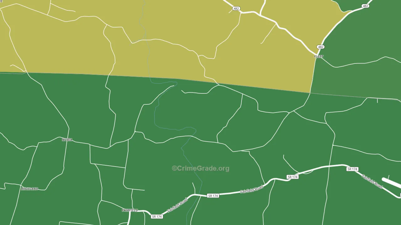 Nubia, TN Map of Vehicle Theft Rates