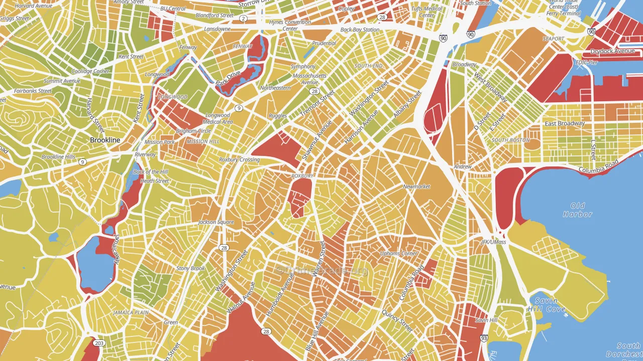 Nubian Square, Boston, MA Map of Vehicle Theft Rates