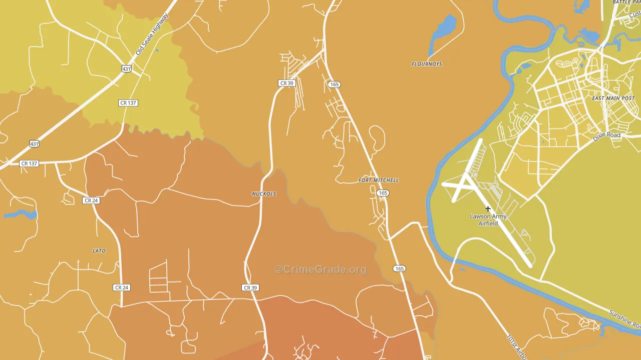 Nuckols, AL Map of Vehicle Theft Rates